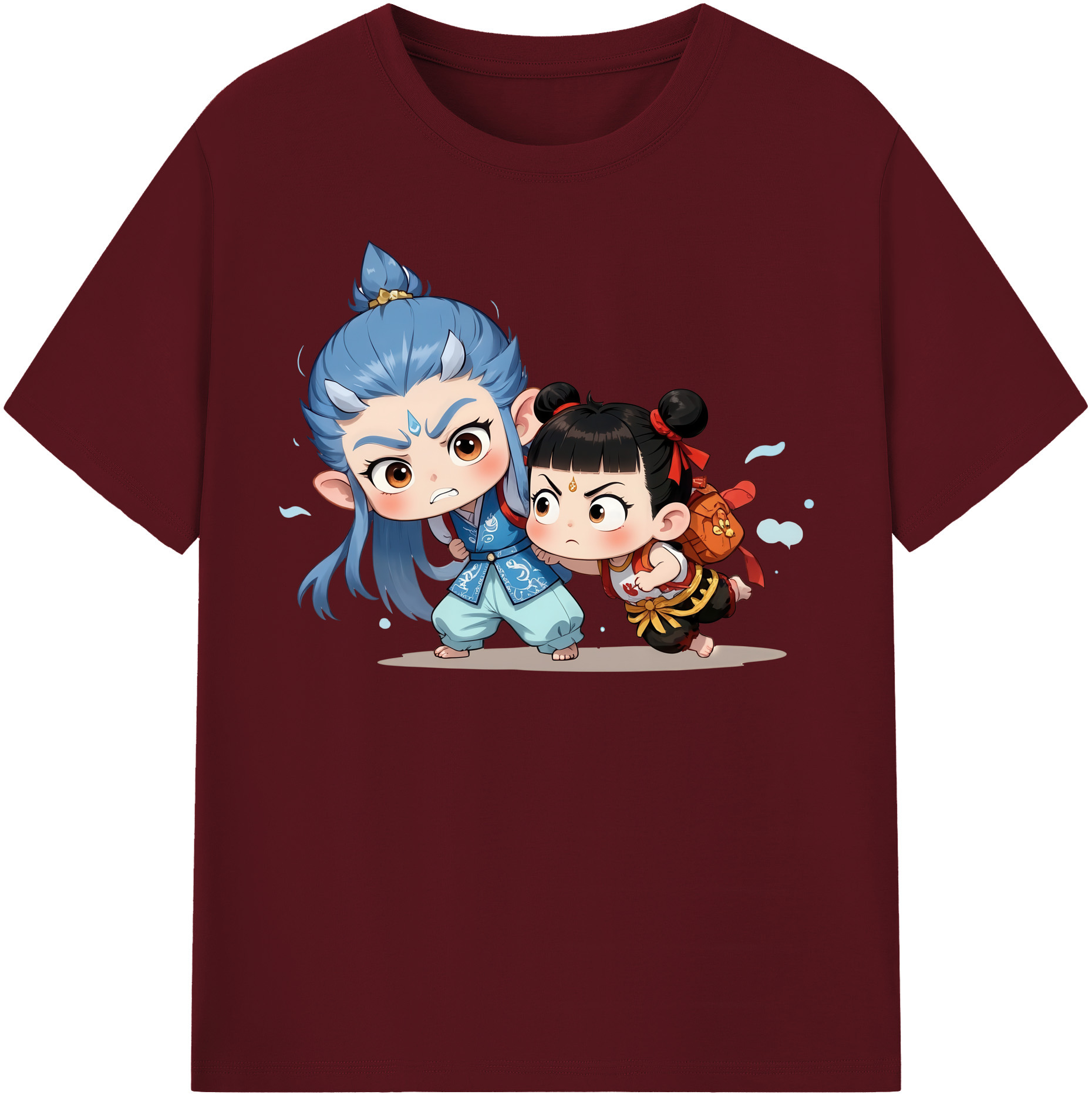 （画像用） Ne Zha 2 ナタ 魔童の大暴れ 綿100％半袖Tシャツ（フロントプリント）